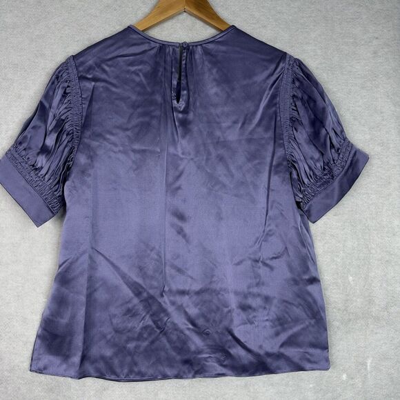 Rebecca Taylor Purple Silk Blouse NWT XL Quiet Luxury Romantic Feminine Designer - Picture 10 of 12